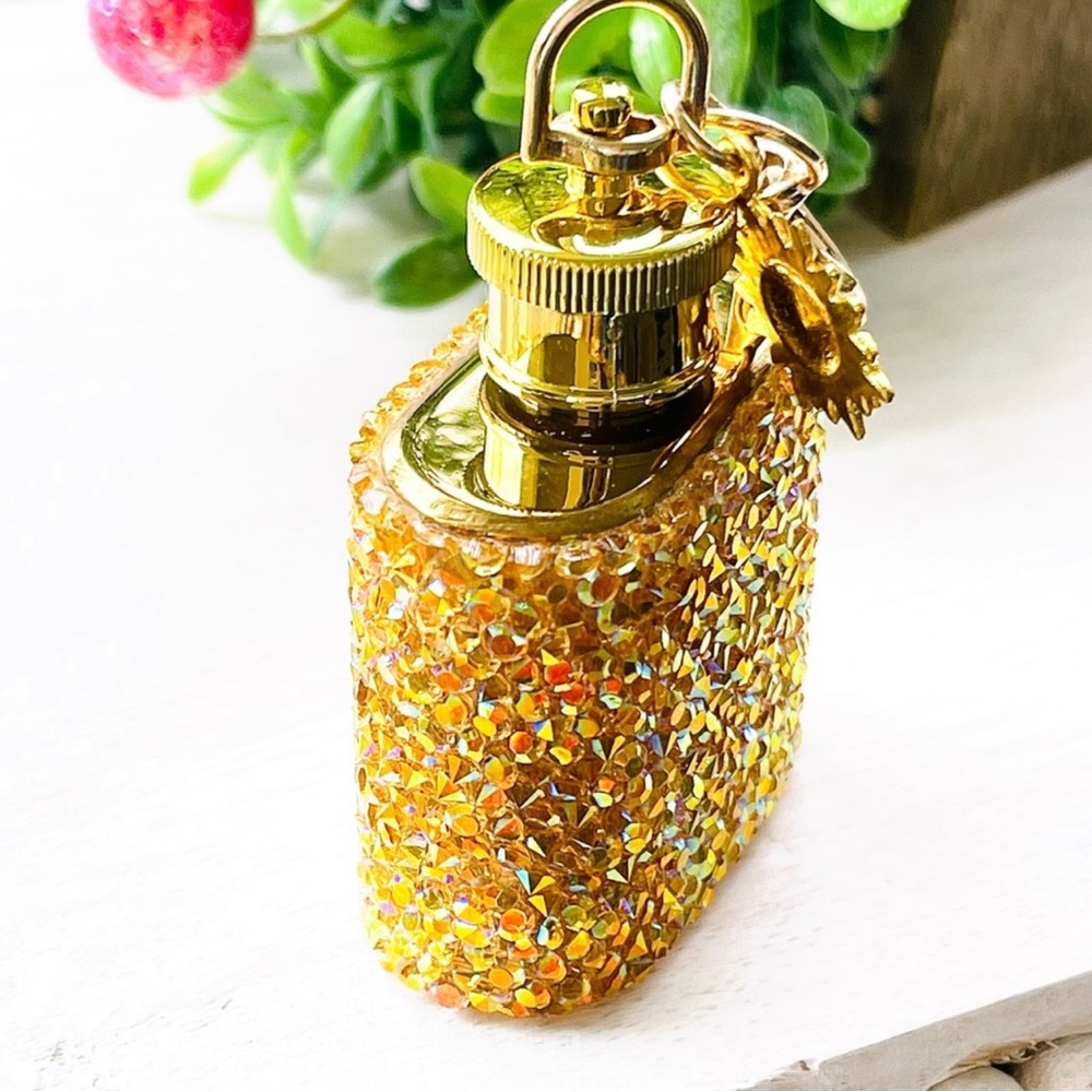 MINI FLASK crystal encrusted keyring IRIDESCENT keyfob CELESTIAL mini flask GOLD - Picture 7 of 13